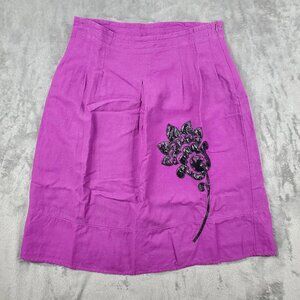 Womens Skirt Size 6 Purple Gothic Black Flower Linen Blend VTG Lily Stanhope